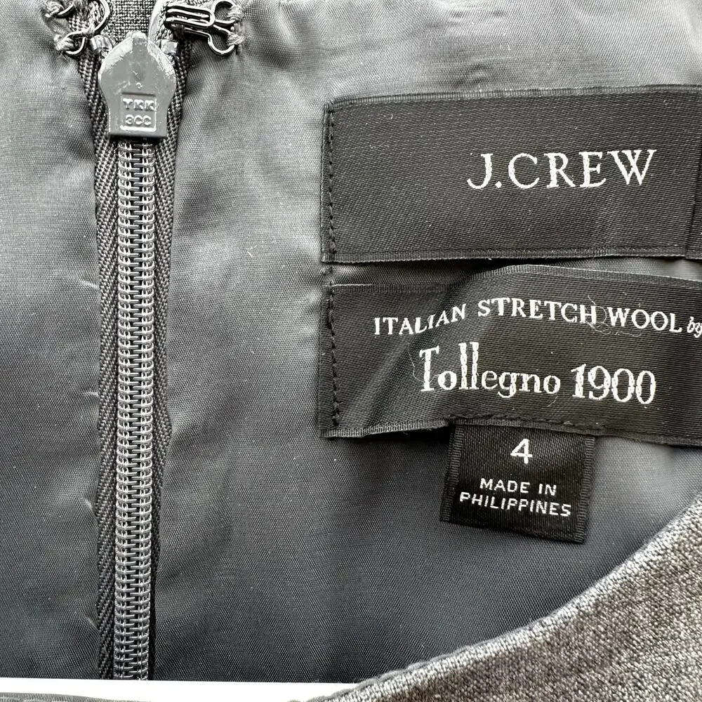 J.Crew Resume Sheath Dress Italian Stretch Wool Cap Sleeves Career Gray 4